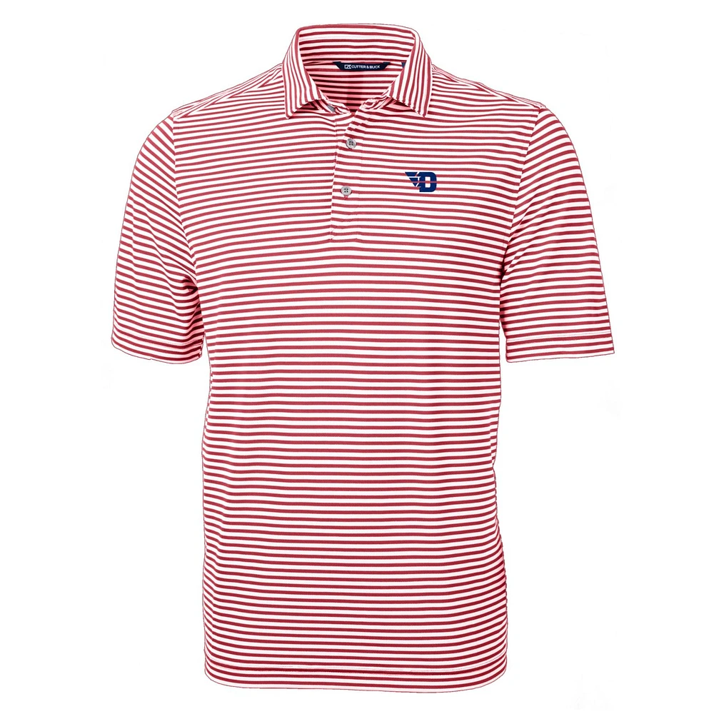 Men's Cutter & Buck Red Dayton Flyers Virtue Eco Pique Stripe Recycled Polo