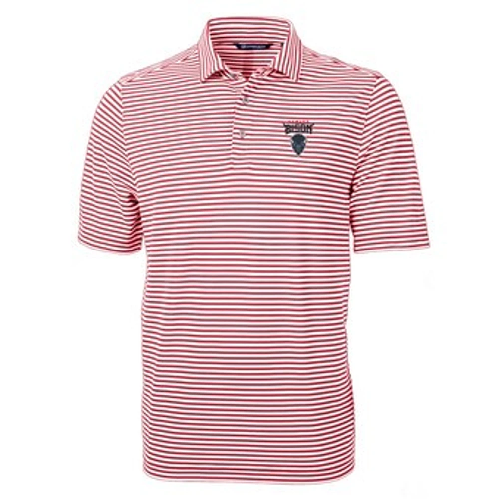 Men's Cutter & Buck Cardinal/White Howard Bison Virtue Eco Pique Stripe Recycled Polo