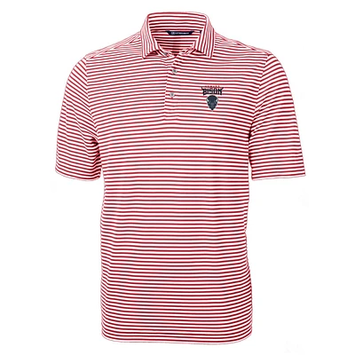 Men's Cutter & Buck Cardinal/White Howard Bison Virtue Eco Pique Stripe Recycled Polo