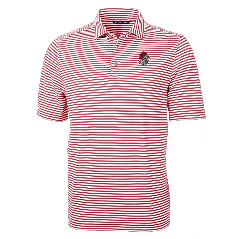Men's Cutter & Buck Red Georgia Bulldogs Virtue Eco Pique Stripe Recycled Polo