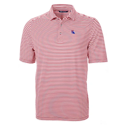 Men's Cutter & Buck Red Louisiana Tech Bulldogs Virtue Eco Pique Stripe Recycled Polo