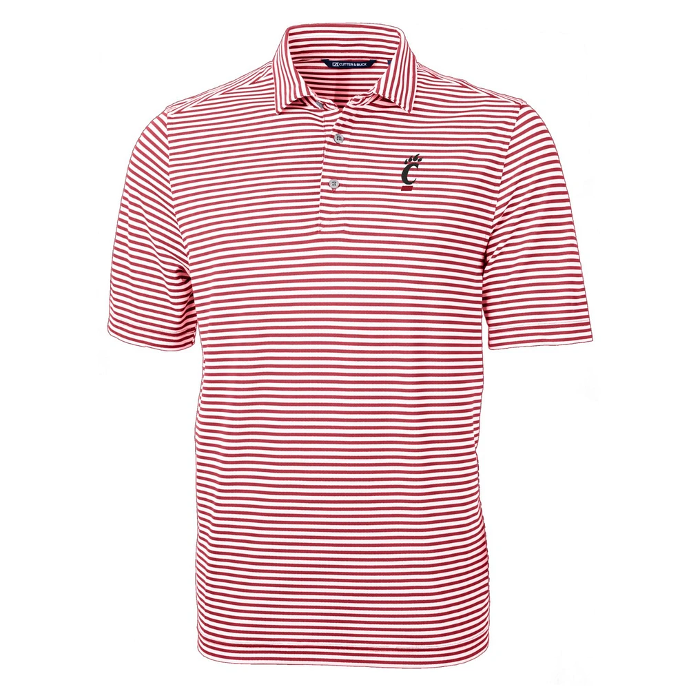 Men's Cutter & Buck Red Cincinnati Bearcats Team Virtue Eco Pique Stripe Recycled Polo