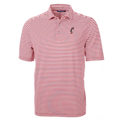 Men's Cutter & Buck Red Cincinnati Bearcats Team Virtue Eco Pique Stripe Recycled Polo