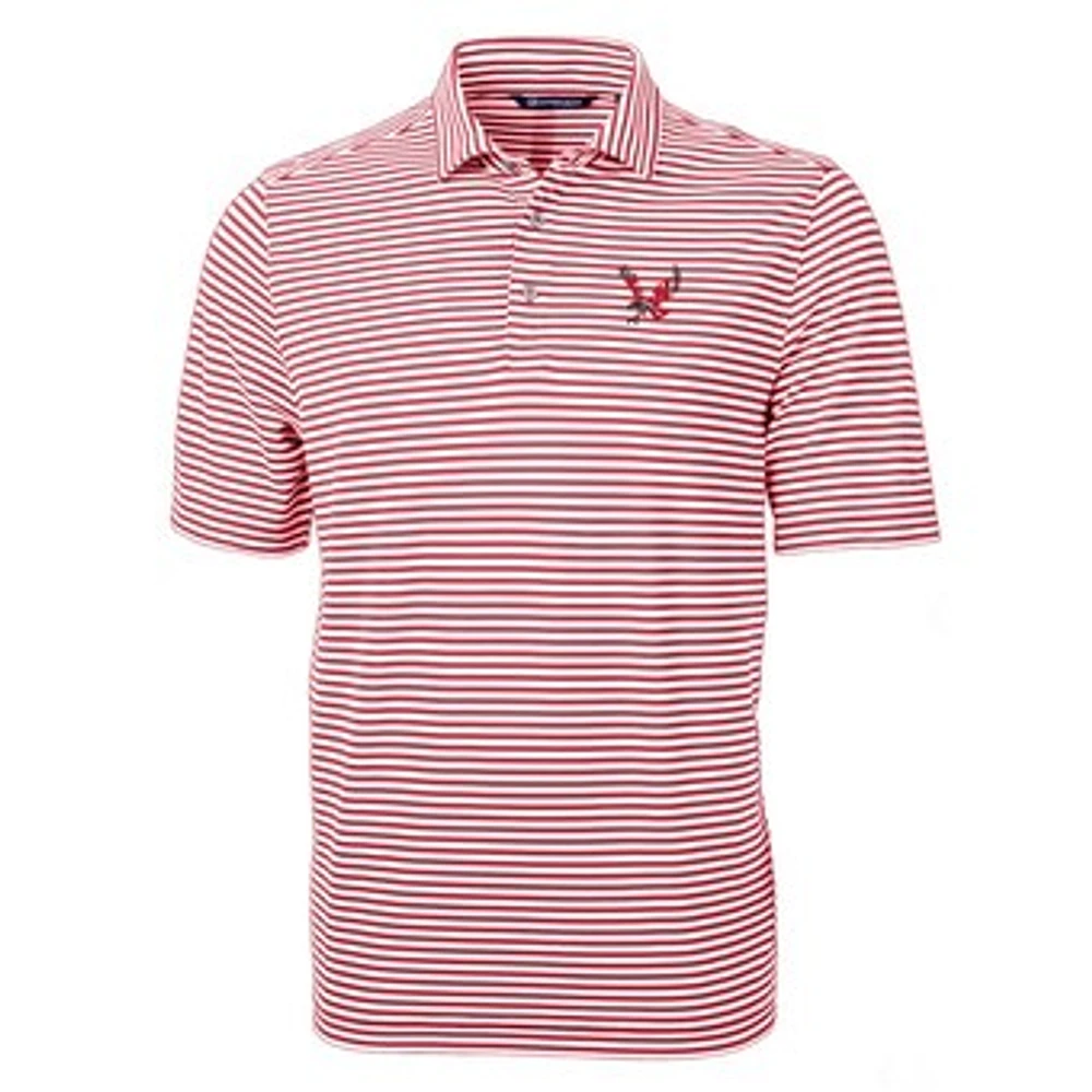 Men's Cutter & Buck Red Eastern Washington Eagles Virtue Eco Pique Stripe Recycled Polo