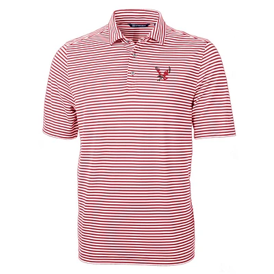 Men's Cutter & Buck Red Eastern Washington Eagles Virtue Eco Pique Stripe Recycled Polo