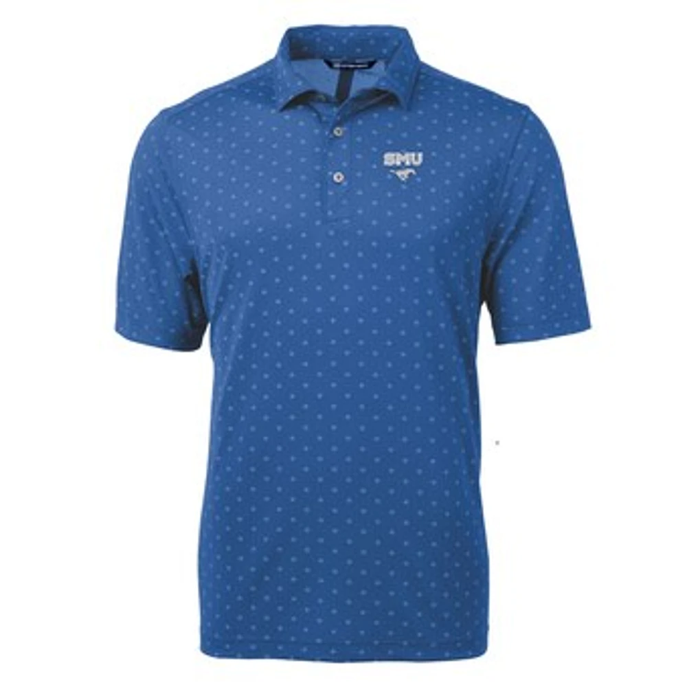 Men's Cutter & Buck Royal SMU Mustangs Virtue Eco Pique Tile Print Polo