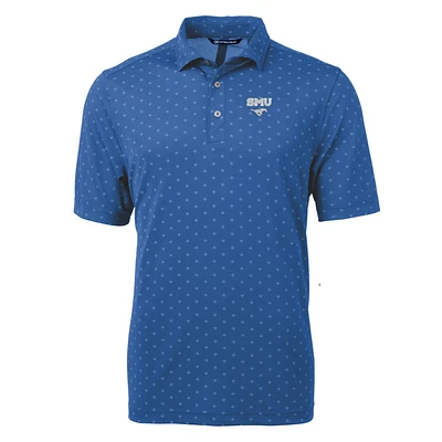 Men's Cutter & Buck Royal SMU Mustangs Virtue Eco Pique Tile Print Polo