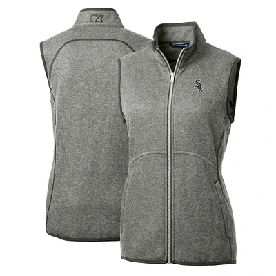 Women's Cutter & Buck Heathered Gray Chicago White Sox Mainsail Sweater-Knit Full-Zip Vest