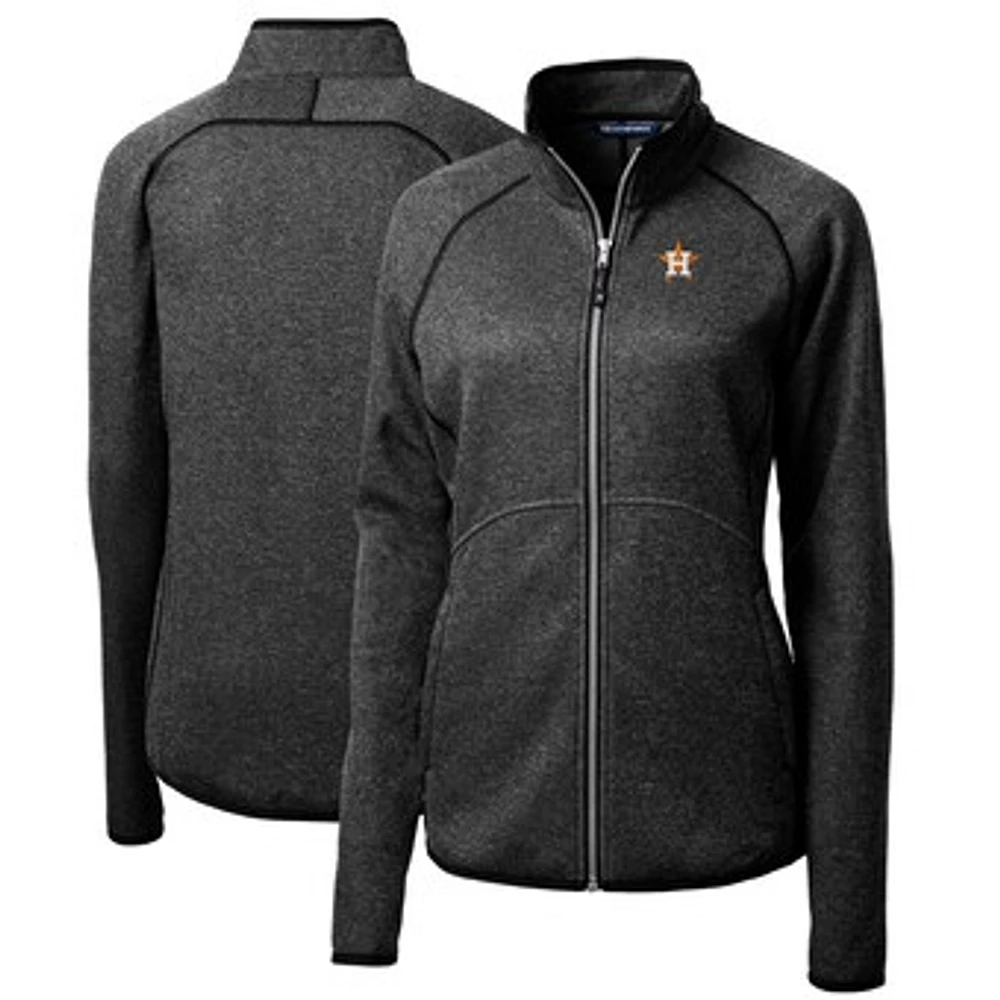 Women's Cutter & Buck Heathered Charcoal Houston Astros Mainsail Sweater-Knit Full-Zip Jacket