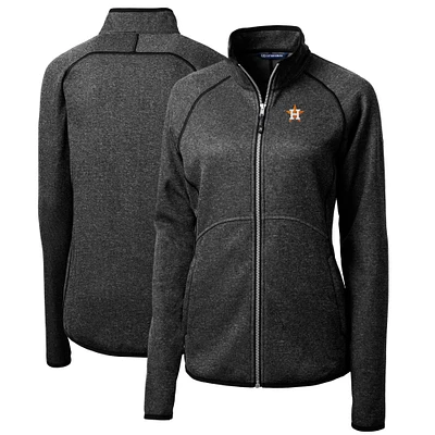 Women's Cutter & Buck Heathered Charcoal Houston Astros Mainsail Sweater-Knit Full-Zip Jacket