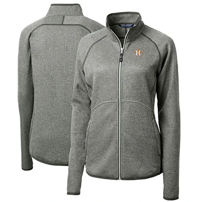 Women's Cutter & Buck Heathered Gray Houston Astros Mainsail Sweater-Knit Full-Zip Jacket