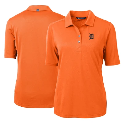 Women's Cutter & Buck Orange Detroit Tigers Virtue Eco Pique Recycled Polo