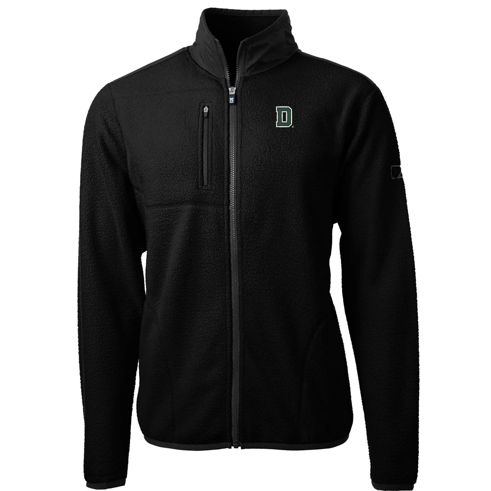 Men's Cutter & Buck Black Dartmouth Big Green Team Logo Cascade Eco Sherpa Fleece Full-Zip Jacket