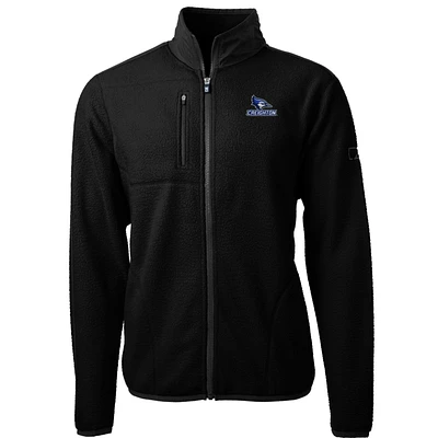 Men's Cutter & Buck Black Creighton Bluejays Team Logo Cascade Eco Sherpa Fleece Full-Zip Jacket