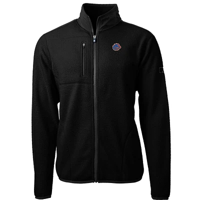 Men's Cutter & Buck Black Boise State Broncos Team Logo Cascade Eco Sherpa Fleece Full-Zip Jacket