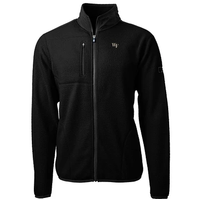 Men's Cutter & Buck Black Wake Forest Demon Deacons Team Logo Cascade Eco Sherpa Fleece Full-Zip Jacket