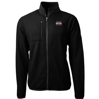 Men's Cutter & Buck Black Mississippi State Bulldogs Team Logo Cascade Eco Sherpa Fleece Full-Zip Jacket