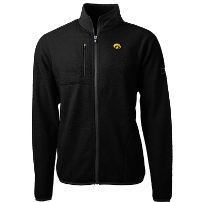 Men's Cutter & Buck Black Iowa Hawkeyes Team Logo Cascade Eco Sherpa Fleece Full-Zip Jacket