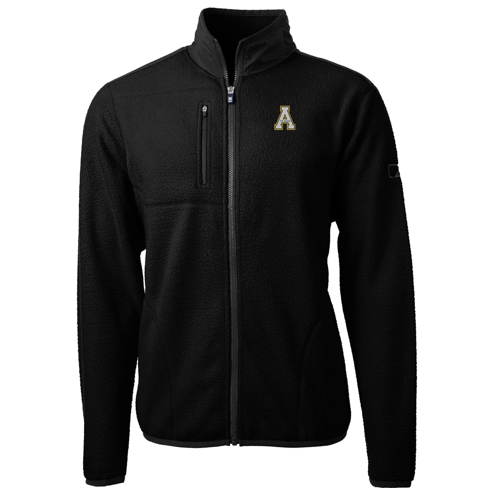 Men's Cutter & Buck Black Appalachian State Mountaineers Team Logo Cascade Eco Sherpa Fleece Full-Zip Jacket