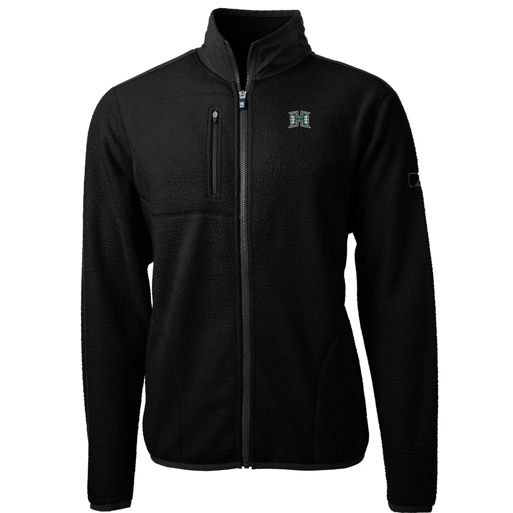 Men's Cutter & Buck Black Hawaii Warriors Team Logo Cascade Eco Sherpa Fleece Full-Zip Jacket