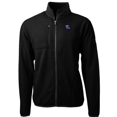 Men's Cutter & Buck Black Louisiana Tech Bulldogs Team Logo Cascade Eco Sherpa Fleece Full-Zip Jacket