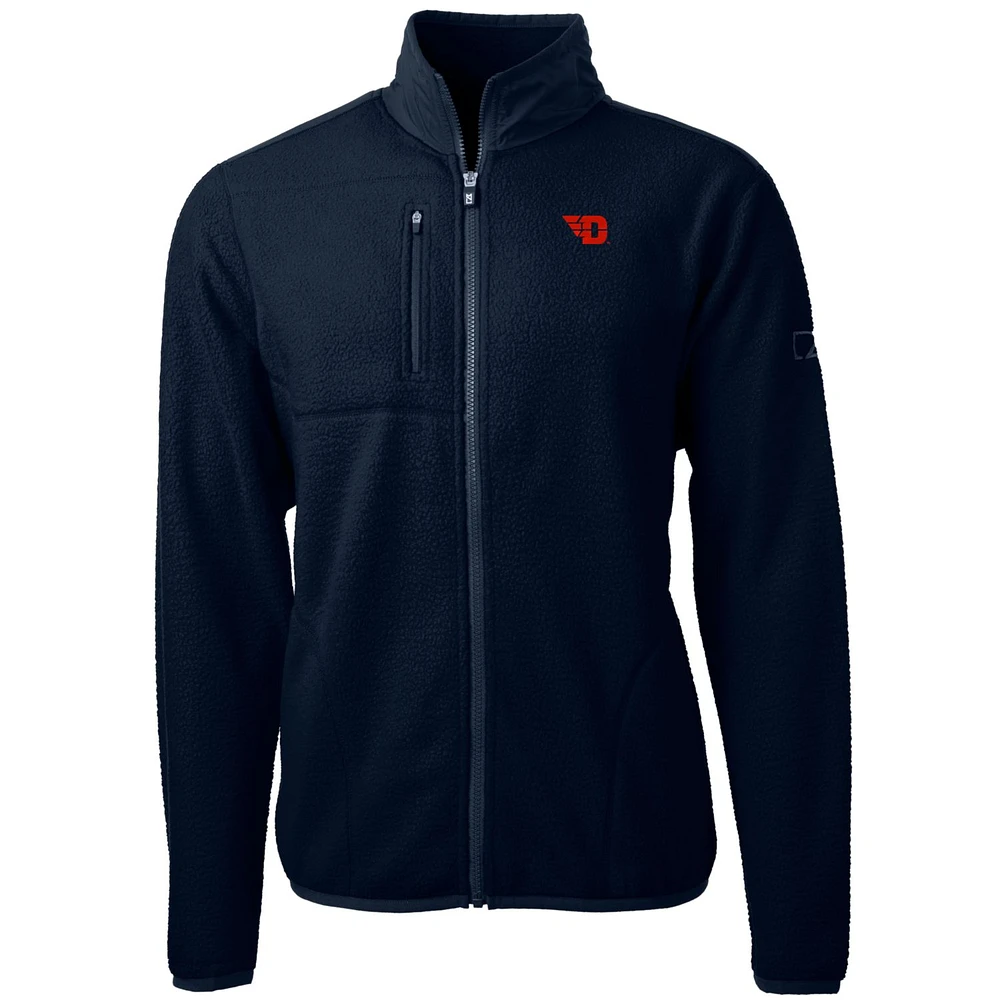 Men's Cutter & Buck Navy Dayton Flyers Team Logo Cascade Eco Sherpa Fleece Full-Zip Jacket