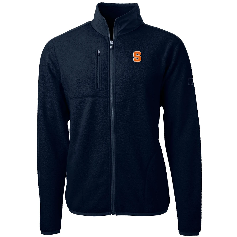 Men's Cutter & Buck Navy Syracuse Orange Team Logo Cascade Eco Sherpa Fleece Full-Zip Jacket