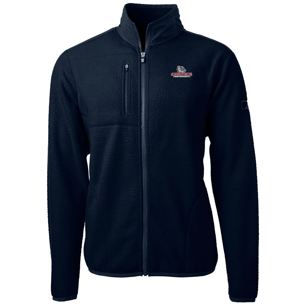 Men's Cutter & Buck Navy Gonzaga Bulldogs Team Logo Cascade Eco Sherpa Fleece Full-Zip Jacket