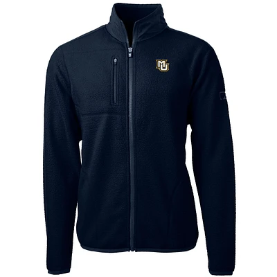 Men's Cutter & Buck Navy Marquette Golden Eagles Team Logo Cascade Eco Sherpa Fleece Full-Zip Jacket