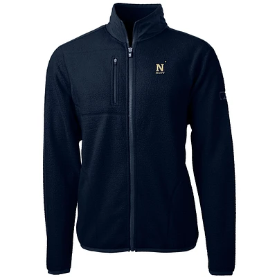 Men's Cutter & Buck Navy Midshipmen Team Logo Cascade Eco Sherpa Fleece Full-Zip Jacket