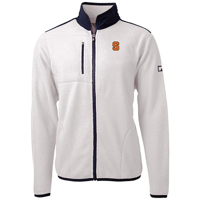 Men's Cutter & Buck Cream Syracuse Orange Team Logo Cascade Eco Sherpa Fleece Full-Zip Jacket