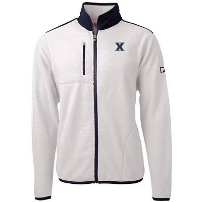 Men's Cutter & Buck Cream Xavier Musketeers Team Logo Cascade Eco Sherpa Fleece Full-Zip Jacket