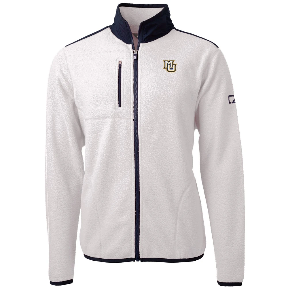 Men's Cutter & Buck Cream Marquette Golden Eagles Team Logo Cascade Eco Sherpa Fleece Full-Zip Jacket