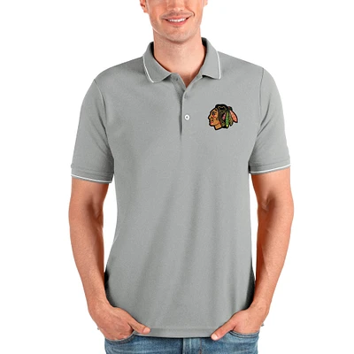 Men's Antigua Heathered Gray Chicago Blackhawks Affluent Polo