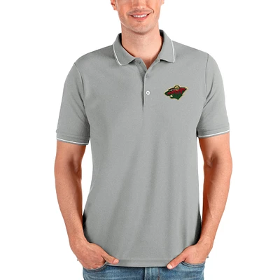 Men's Antigua Heathered Gray Minnesota Wild Affluent Polo