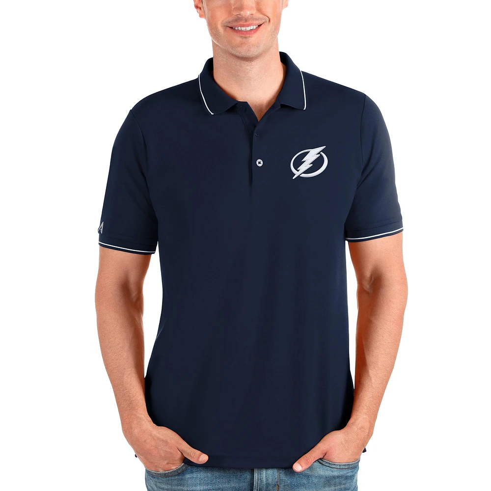 Men's Antigua Navy/White Tampa Bay Lightning Affluent Polo