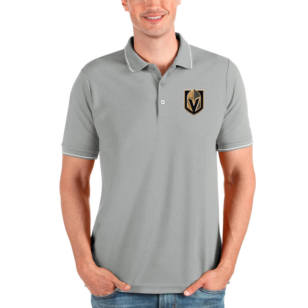 Men's Antigua Heathered Gray Vegas Golden Knights Affluent Polo