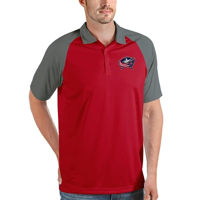 Men's Antigua Red Columbus Blue Jackets Nova Polo