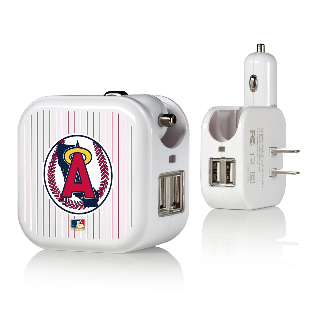 Los Angeles Angels 2-in-1 Pinstripe Cooperstown Design USB Charger