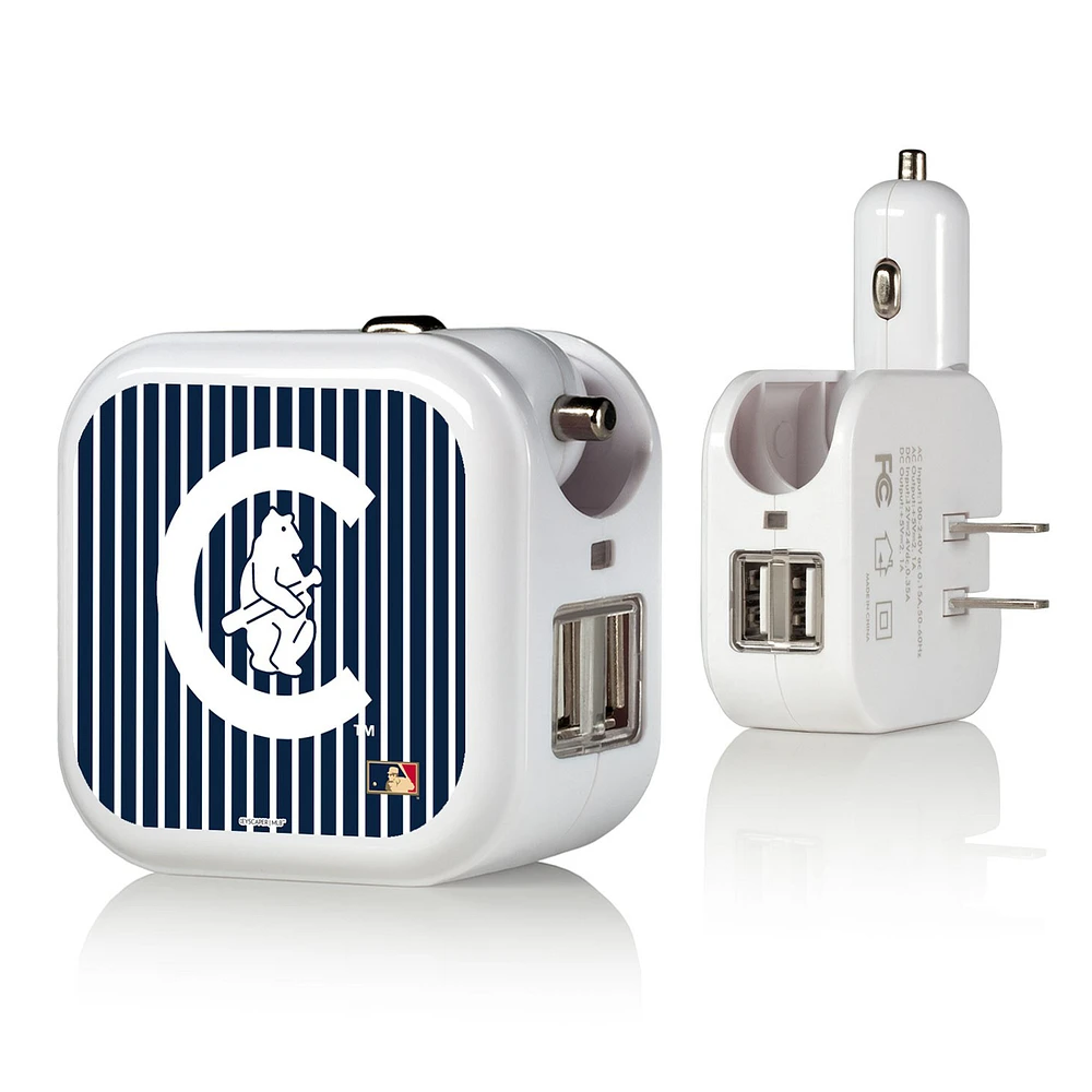 Chicago Cubs - 2-in-1 Pinstripe Cooperstown Design USB Charger