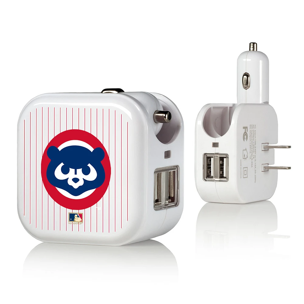 Chicago Cubs - 2-in-1 Pinstripe Cooperstown Design USB Charger