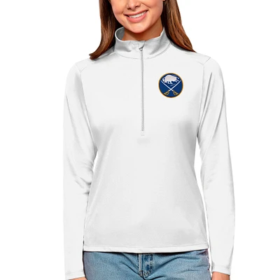Women's Antigua White Buffalo Sabres Tribute Quarter-Zip Pullover Top