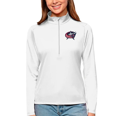 Women's Antigua Columbus Blue Jackets Tribute Quarter-Zip Pullover Top