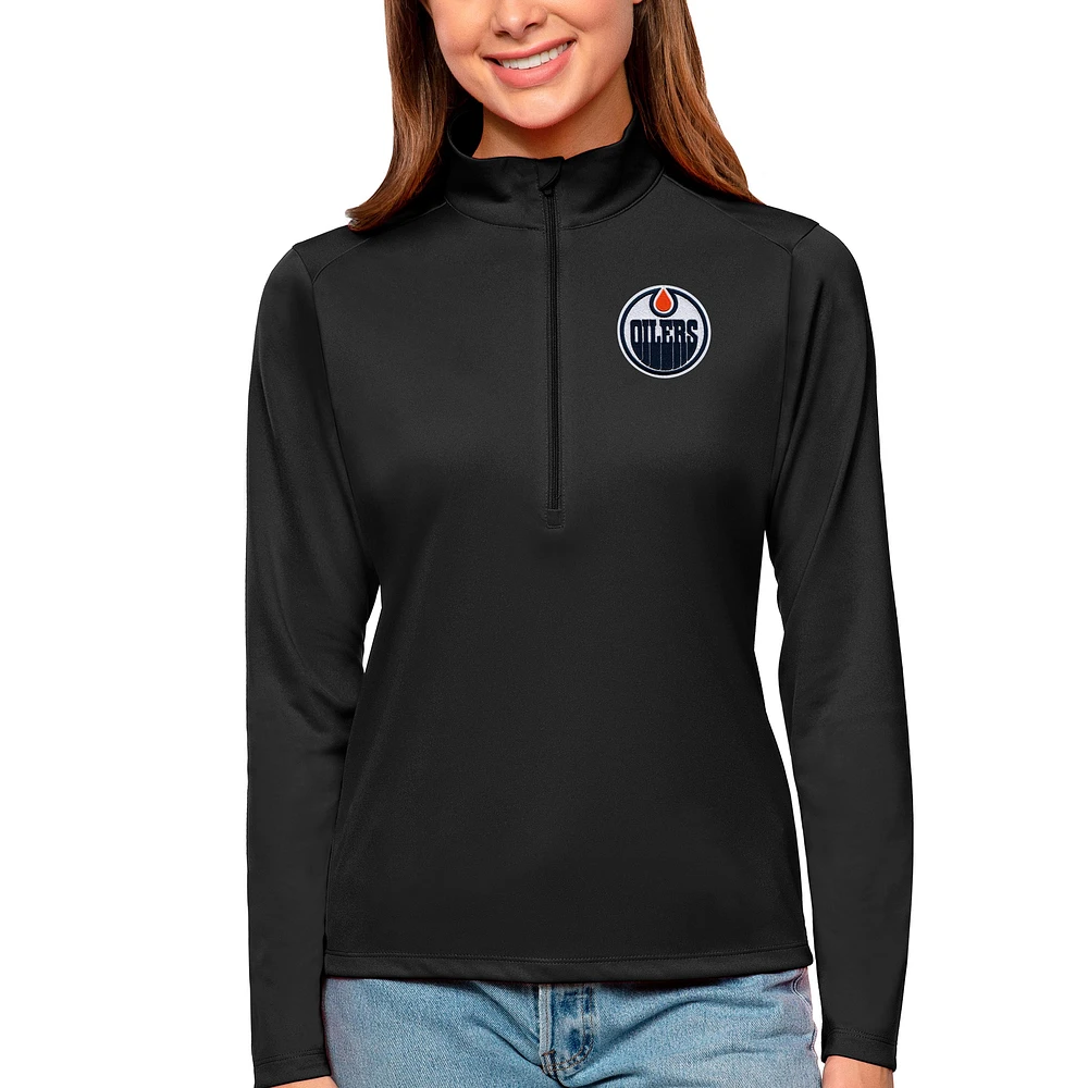 Women's Antigua Edmonton Oilers Tribute Quarter-Zip Pullover Top