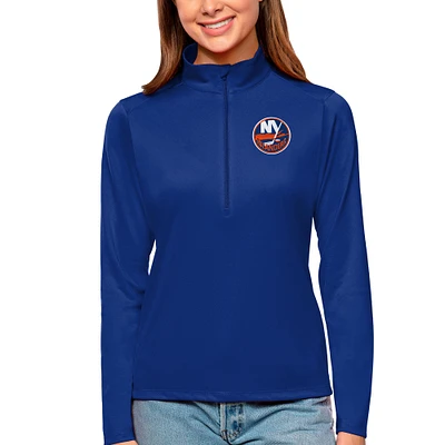 Women's Antigua Royal New York Islanders Tribute Quarter-Zip Pullover Top