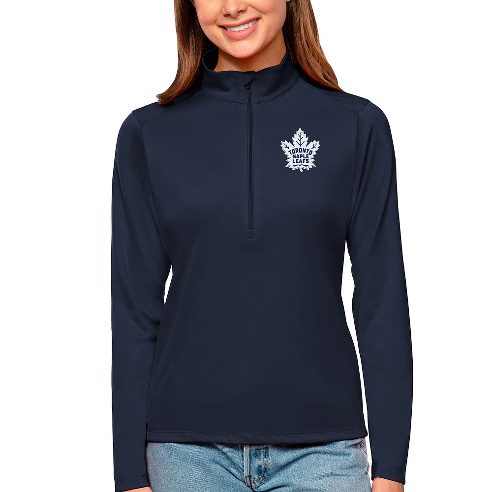 Women's Antigua Navy Toronto Maple Leafs Tribute Quarter-Zip Pullover Top
