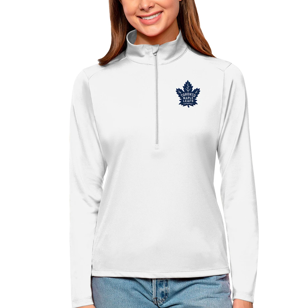 Women's Antigua Toronto Maple Leafs Tribute Quarter-Zip Pullover Top