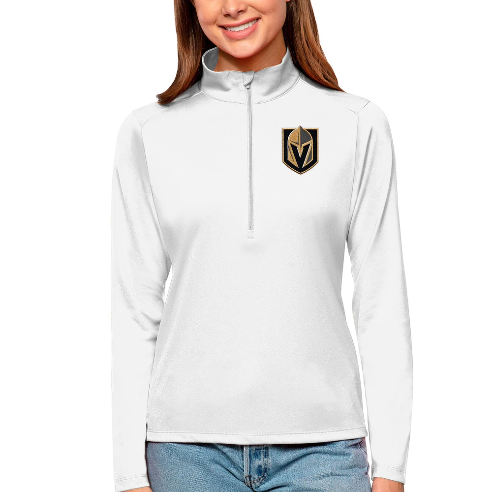 Women's Antigua White Vegas Golden Knights Tribute Quarter-Zip Pullover Top