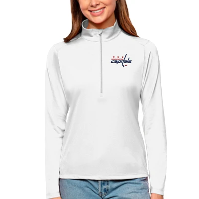 Women's Antigua Washington Capitals Tribute Quarter-Zip Pullover Top