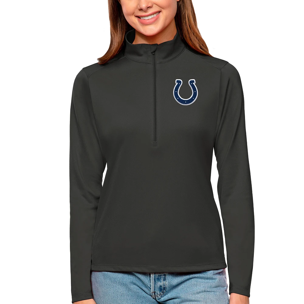 Women's Antigua Charcoal Indianapolis Colts Tribute Half-Zip Top